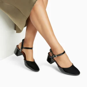 Vanessa Wu Babies à talon Angelica noires vernies< Sandales À Talon, Compensées