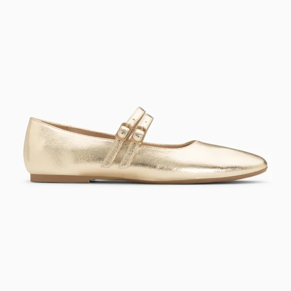 Vanessa Wu Ballerines Luce or à doubles brides< Mocassins, Derbies, Ballerines