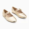 Vanessa Wu Ballerines Luce or à doubles brides< Mocassins, Derbies, Ballerines
