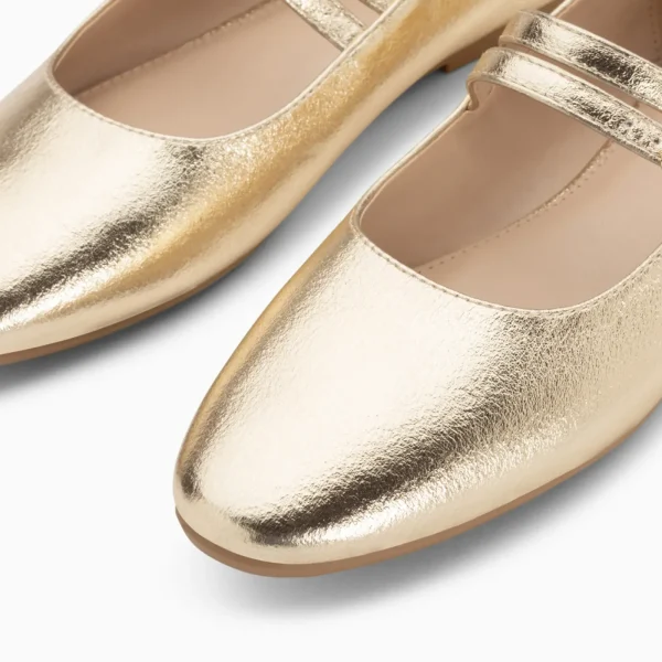 Vanessa Wu Ballerines Luce or à doubles brides< Mocassins, Derbies, Ballerines
