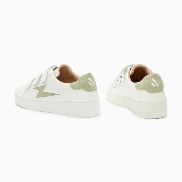Vanessa Wu Baskets éclair Camelia blanc et vert amande à scratchs< Baskets