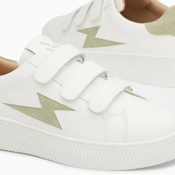 Vanessa Wu Baskets éclair Camelia blanc et vert amande à scratchs< Baskets