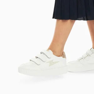 Vanessa Wu Baskets éclair Damia blanc et léopard à scratchs< Baskets