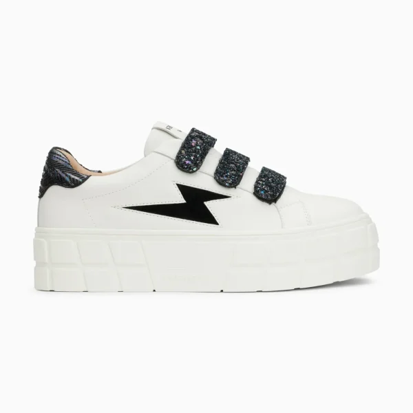 Vanessa Wu Baskets éclair Eve blanc et noir à plateforme< Baskets