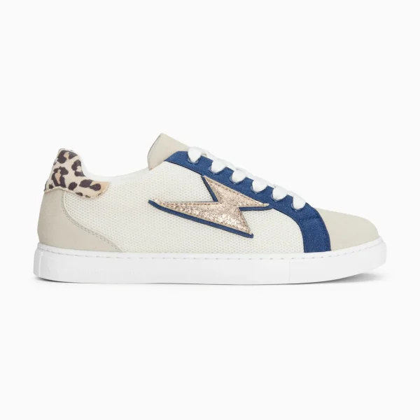 Vanessa Wu Baskets éclair Gaëlle blanc et marine à lacets< Baskets