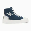 Vanessa Wu Baskets éclair Laure montantes denim et argent< Baskets