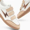 Vanessa Wu Baskets éclair Laurette blanc et beige à semelle rétro< Baskets