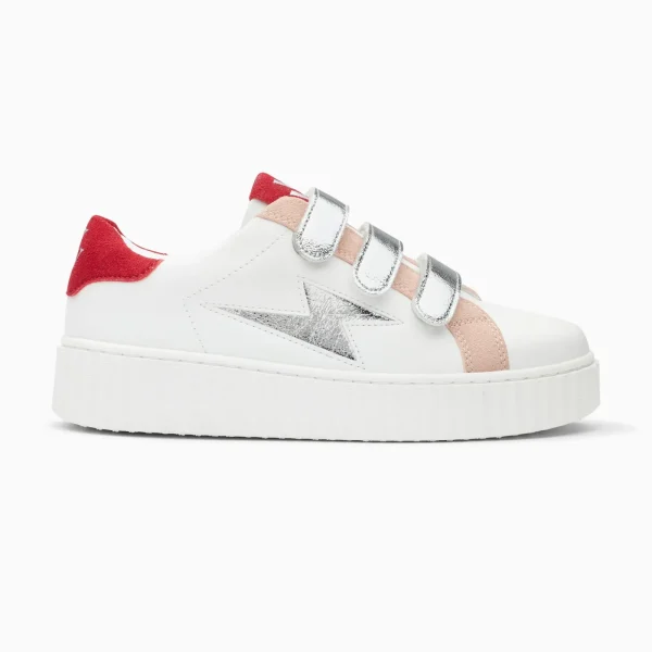Vanessa Wu Baskets éclair Louie blanc et argent à scratchs< Baskets