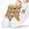 Vanessa Wu Baskets éclair Louie blanc et bronze à scratchs guépard< Baskets