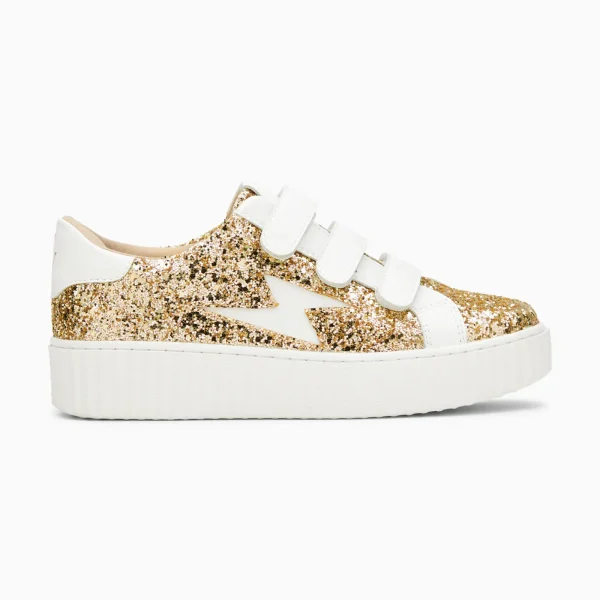 Vanessa Wu Baskets éclair Marielle à paillettes or< Baskets