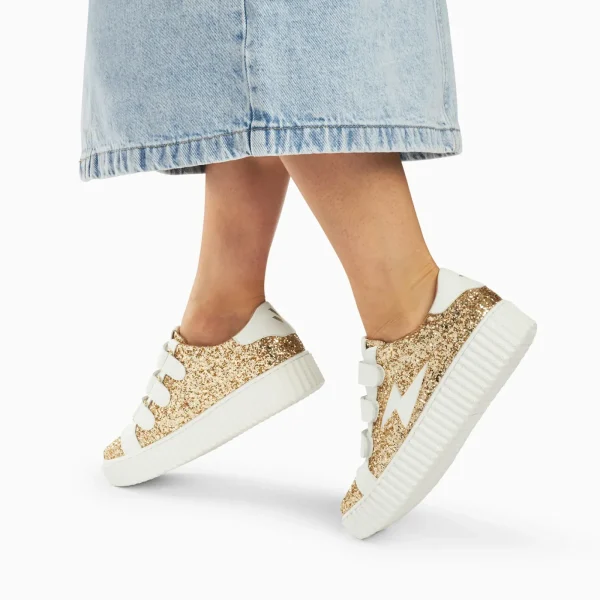 Vanessa Wu Baskets éclair Marielle à paillettes or< Baskets