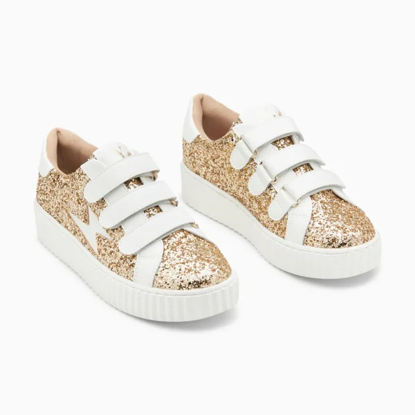 Vanessa Wu Baskets éclair Marielle à paillettes or< Baskets