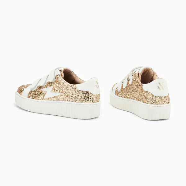 Vanessa Wu Baskets éclair Marielle à paillettes or< Baskets