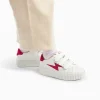 Vanessa Wu Baskets éclair Mini Vicky blanc et fuchsia à scratchs<Enfant Baskets Enfants | Baskets