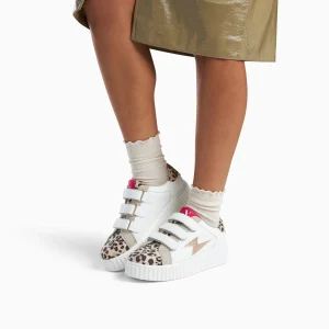 Vanessa Wu Baskets éclair Opaline blanc et léopard à scratchs< Baskets
