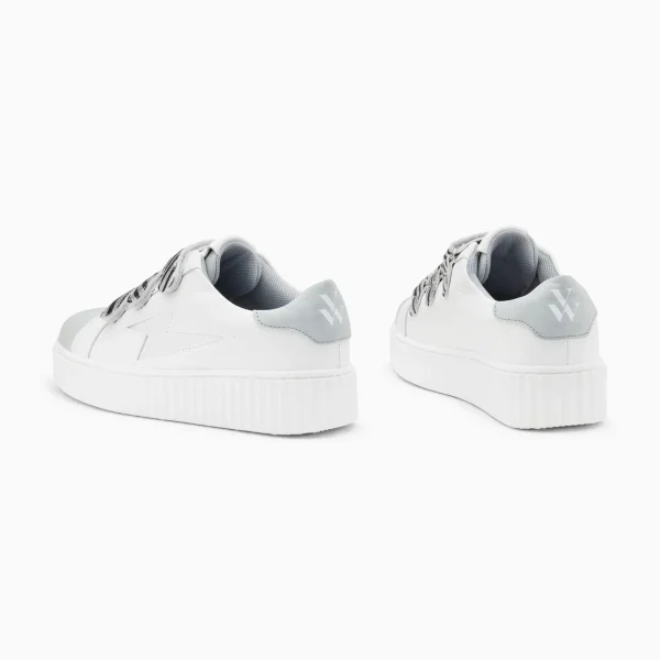Vanessa Wu Baskets éclair Opaline blanc et gris à scratchs zèbre< Baskets