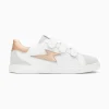 Vanessa Wu Baskets éclair Sadie blanc et rose gold à scratchs< Baskets