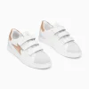 Vanessa Wu Baskets éclair Sadie blanc et rose gold à scratchs< Baskets