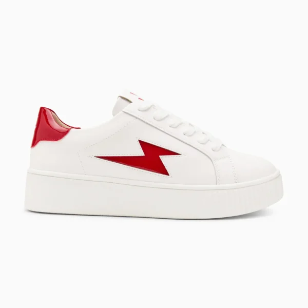 baskets_clair_tiff_blanc__0.webp Vanessa Wu Baskets éclair Tiff blanc et rouge verni à lacets< Baskets
