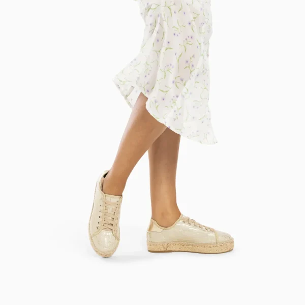 Vanessa Wu Baskets espadrilles Kourtney or imprimé zèbre à lacets< Baskets