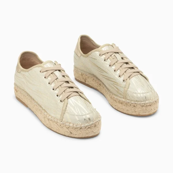 Vanessa Wu Baskets espadrilles Kourtney or imprimé zèbre à lacets< Baskets