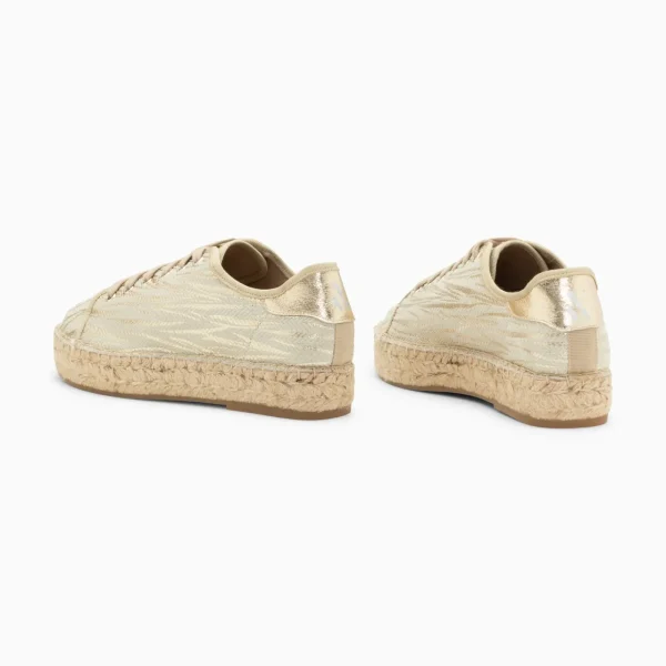 Vanessa Wu Baskets espadrilles Kourtney or imprimé zèbre à lacets< Baskets