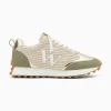 Vanessa Wu Baskets monogramme Athénaïs beige et kaki à semelle running< Baskets