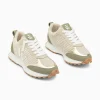 Vanessa Wu Baskets monogramme Athénaïs beige et kaki à semelle running< Baskets