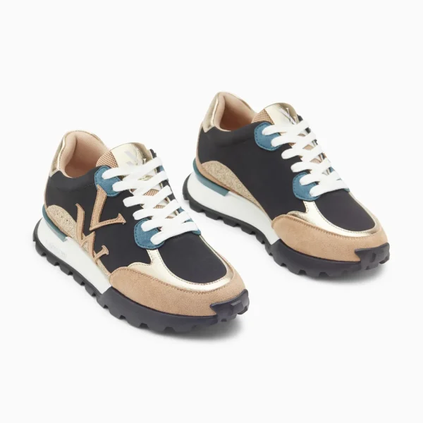 Vanessa Wu Baskets monogramme Caterina noir à semelle running< Baskets