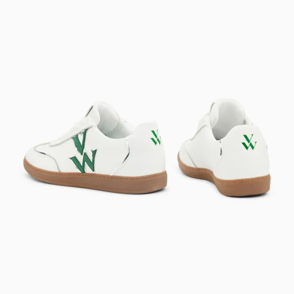 Vanessa Wu Baskets monogramme Charlize blanc et vert à semelle rétro< Baskets