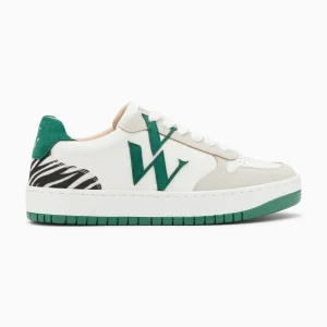 Vanessa Wu Baskets monogramme Esmée blanc et vert< Baskets