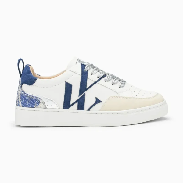 Vanessa Wu Baskets monogramme Gabriella blanc et bleu< Baskets