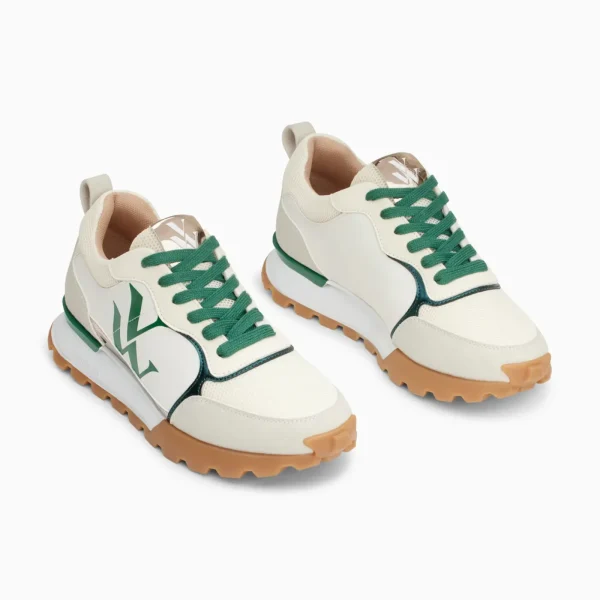 Vanessa Wu Baskets monogramme Ombeline vertes à semelle running< Baskets
