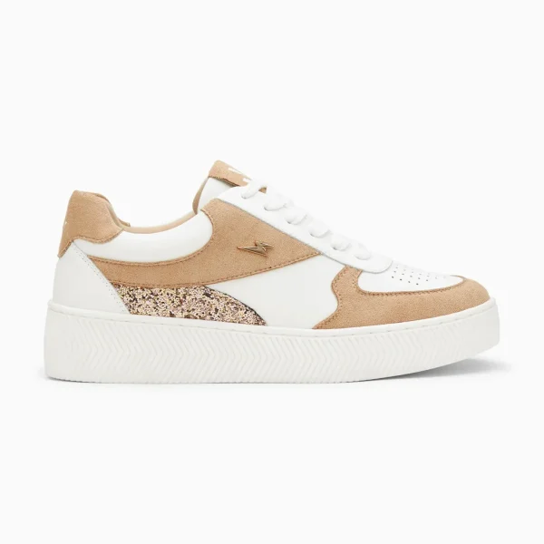Vanessa Wu Baskets Nassita beige et rose gold à lacets< Baskets