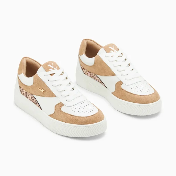 Vanessa Wu Baskets Nassita beige et rose gold à lacets< Baskets