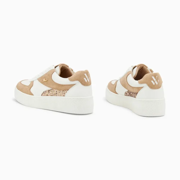 Vanessa Wu Baskets Nassita beige et rose gold à lacets< Baskets