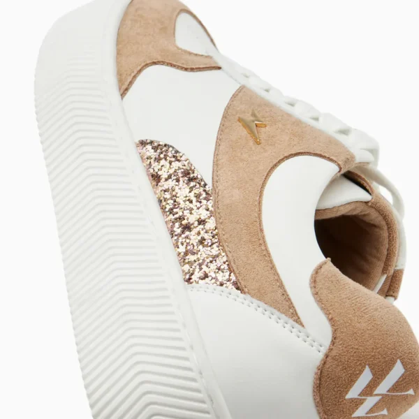 Vanessa Wu Baskets Nassita beige et rose gold à lacets< Baskets