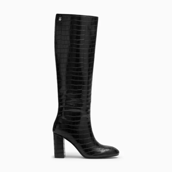 Vanessa Wu Bottes Diana noir croco à talon< Bottes, Cuissardes