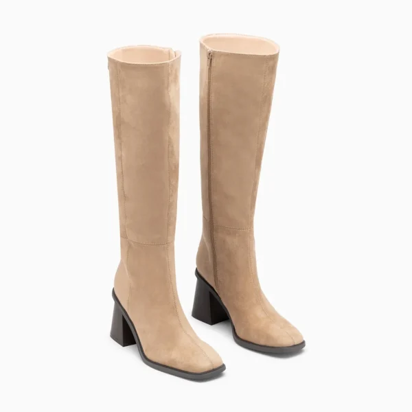 Vanessa Wu Bottes Rita beiges à talon trapèze< Bottes, Cuissardes