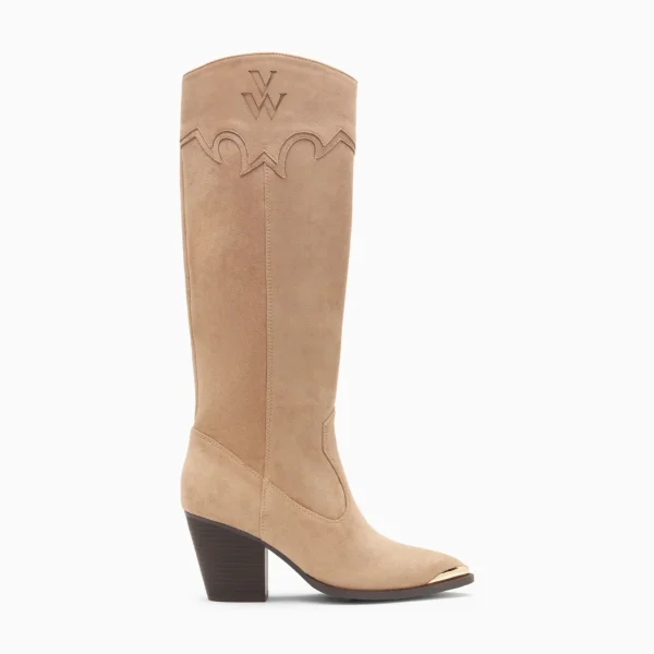Vanessa Wu Bottes santiags Maud beiges à talon< Bottes, Cuissardes