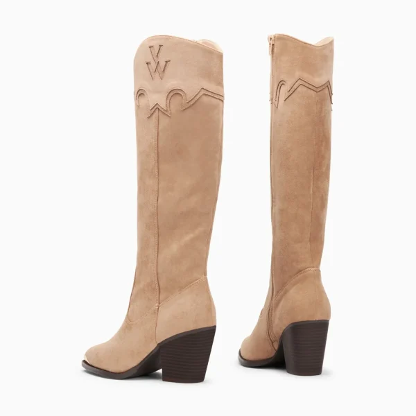 Vanessa Wu Bottes santiags Maud beiges à talon< Bottes, Cuissardes