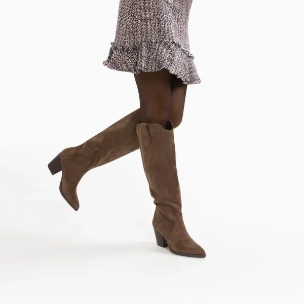 Vanessa Wu Bottes santiags Sharon taupe à talon< Bottes, Cuissardes