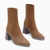 Vanessa Wu Bottines chaussettes Alizée marron à talon trapèze< Bottines