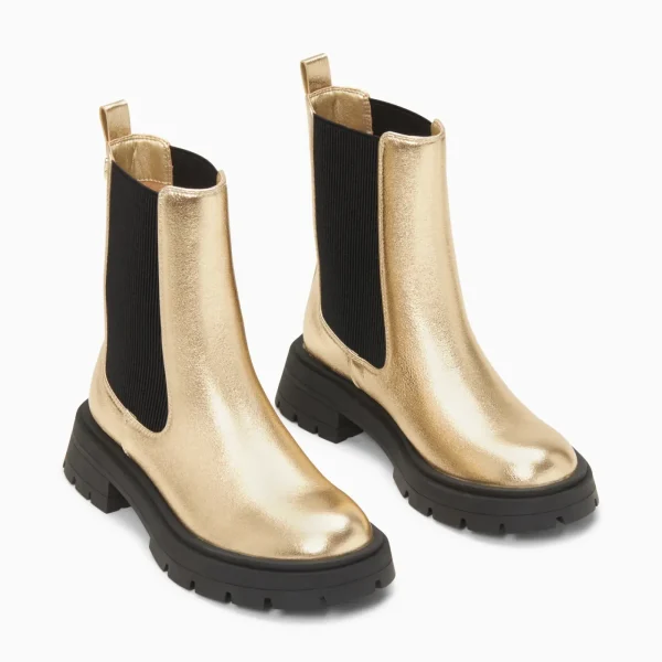 Vanessa Wu Bottines Chelsea Phoebe or à semelle oversize< Bottines