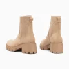 Vanessa Wu Bottines Chelsea Valérie beige à talon cranté< Bottines