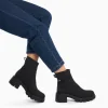 Vanessa Wu Bottines Chelsea Valérie noires à talon cranté< Bottines