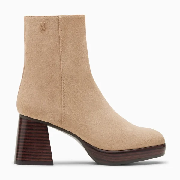 Vanessa Wu Bottines Marina beiges à plateforme et talon bois< Bottines