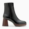Vanessa Wu Bottines Marina noires à plateforme et talon bois< Bottines