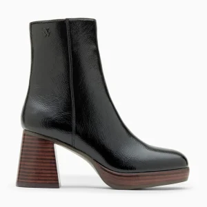 Vanessa Wu Bottines Marina noires à plateforme et talon bois< Bottines