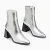 Vanessa Wu Bottines montantes Taylor argent à talon trapèze< Bottines